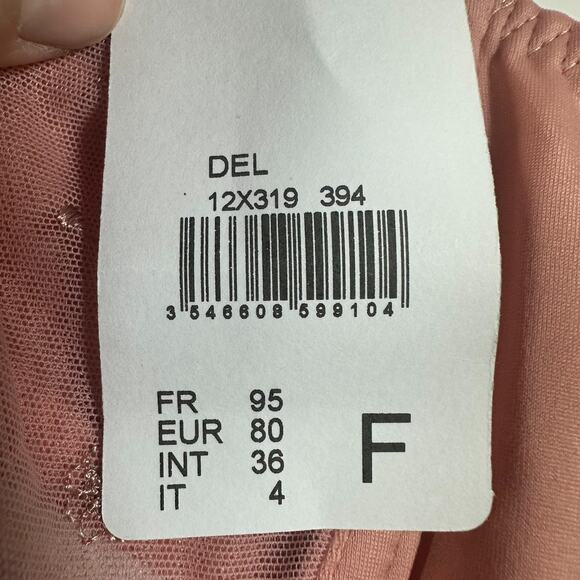 Simone Perele Bra 36F Peach Delice Sheer Plunge Underwire #12X319 Sexy Romantic - Picture 10 of 12